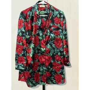 Victoria’s Secret Gold Label Floral Silky Button Down Shirt Size Petite